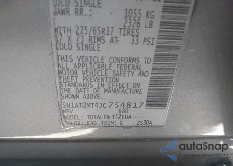 2018 Nissan Rogue S из США, поврежденный, VIN 5N1AT2MT4JC754817